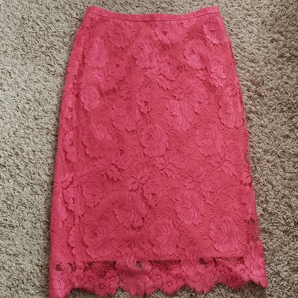 JCrew pink lace skirt sz 8